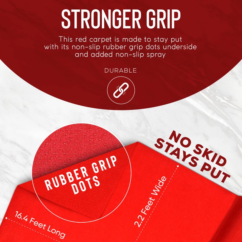 Sidneez Red Carpet Runner for Party 2.2 x 16.4 FT- Non Slip 3mm Thick Wedding Aisle Runner - Red Rug for Indoor Outdoor Ceremony Party Decorations Hollywood Oscars Event Runway Fashion Show - Image 2